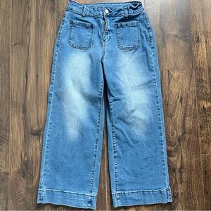 Cropped, Wide Leg Womens Jeans, Size Small, Nautical